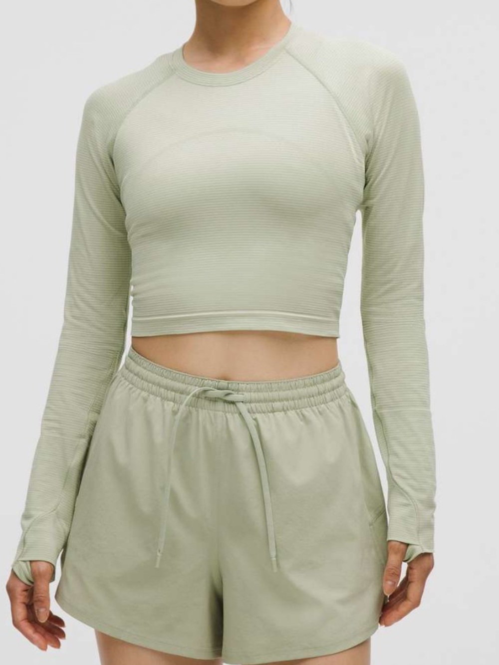 Lululemon Swiftly Tech Cropped Long Sleeve Shirt 2.0 in Fog Green